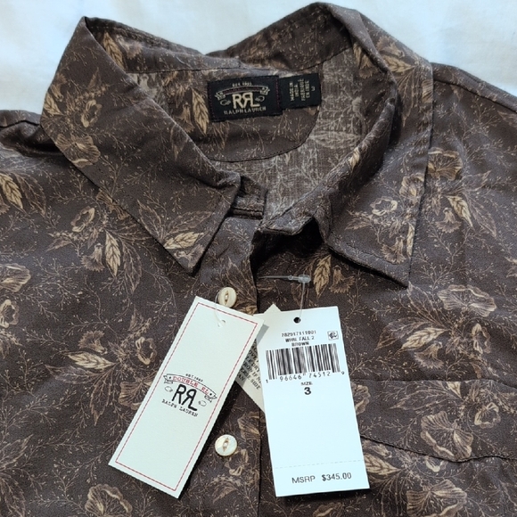 Ralph Lauren Double RL Brown Floral Blouse - Picture 2 of 10
